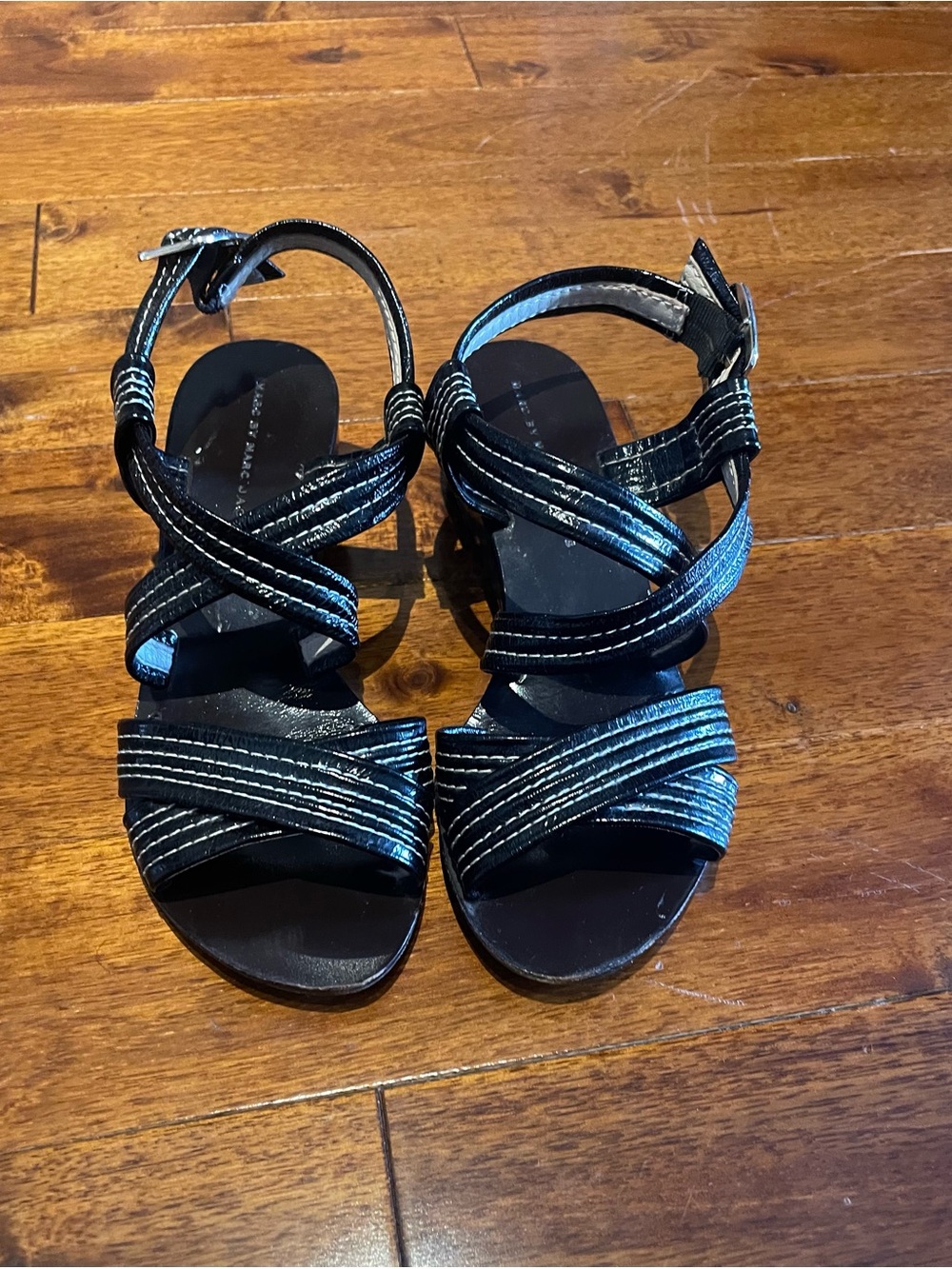 Marc By Marc Jacobs Black Leather Strappy Sandals